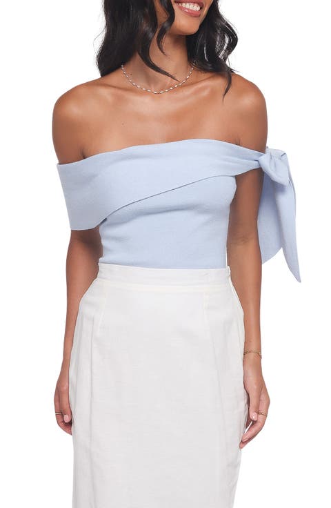 Charama Bow Detail Off the Shoulder Knit Top