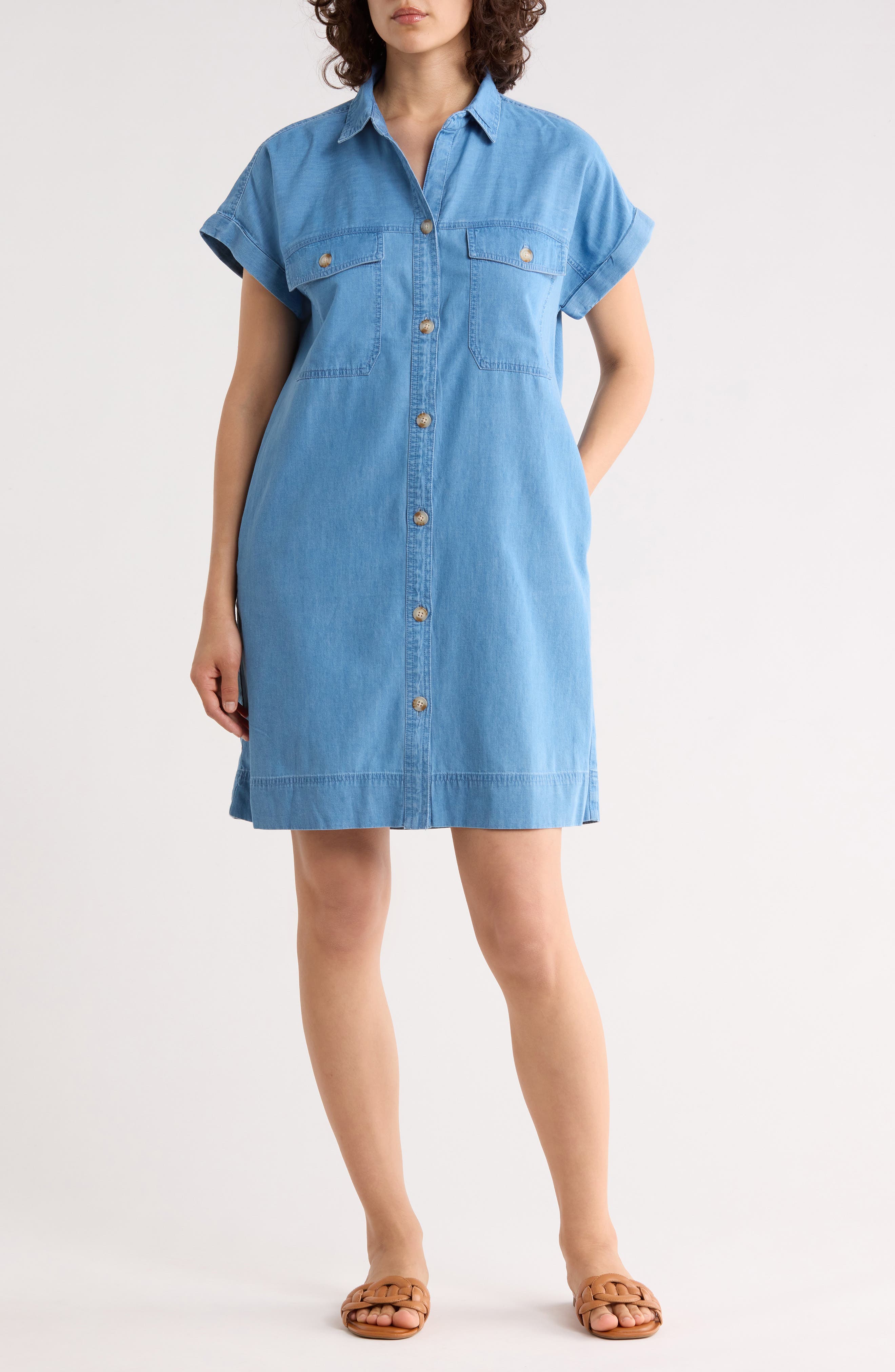 beachlunchlounge Beaux Boxy Short Sleeve Denim Shirtdress