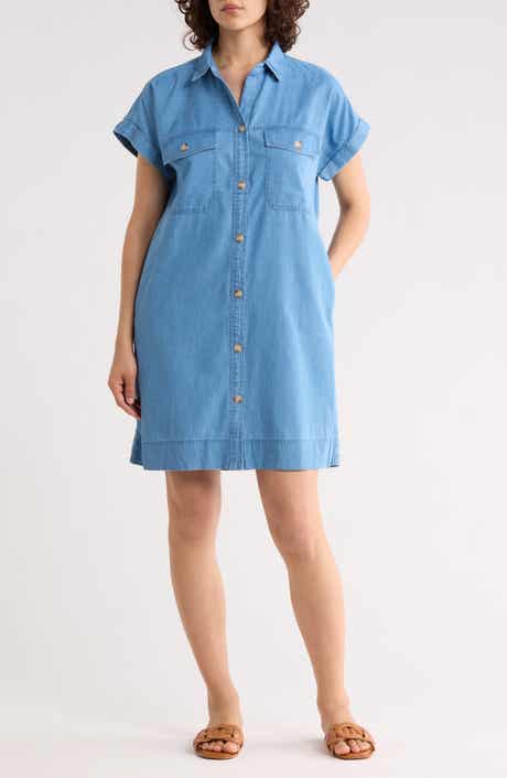 beachlunchlounge Beaux Boxy Short Sleeve Denim Shirtdress