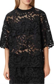 AllSaints Amelie Floral Lace T-Shirt