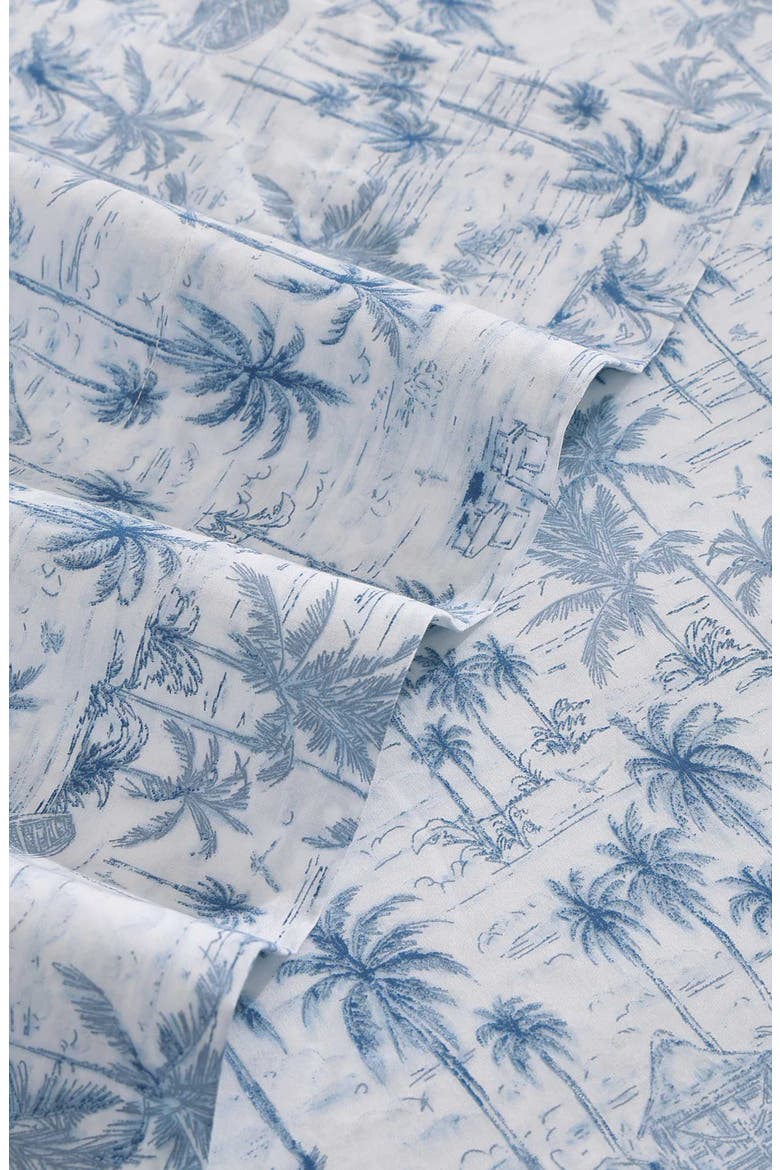 Surfside Cotton Percale Sheet Set, Alternate, color, WHITE / BLUE MULTI