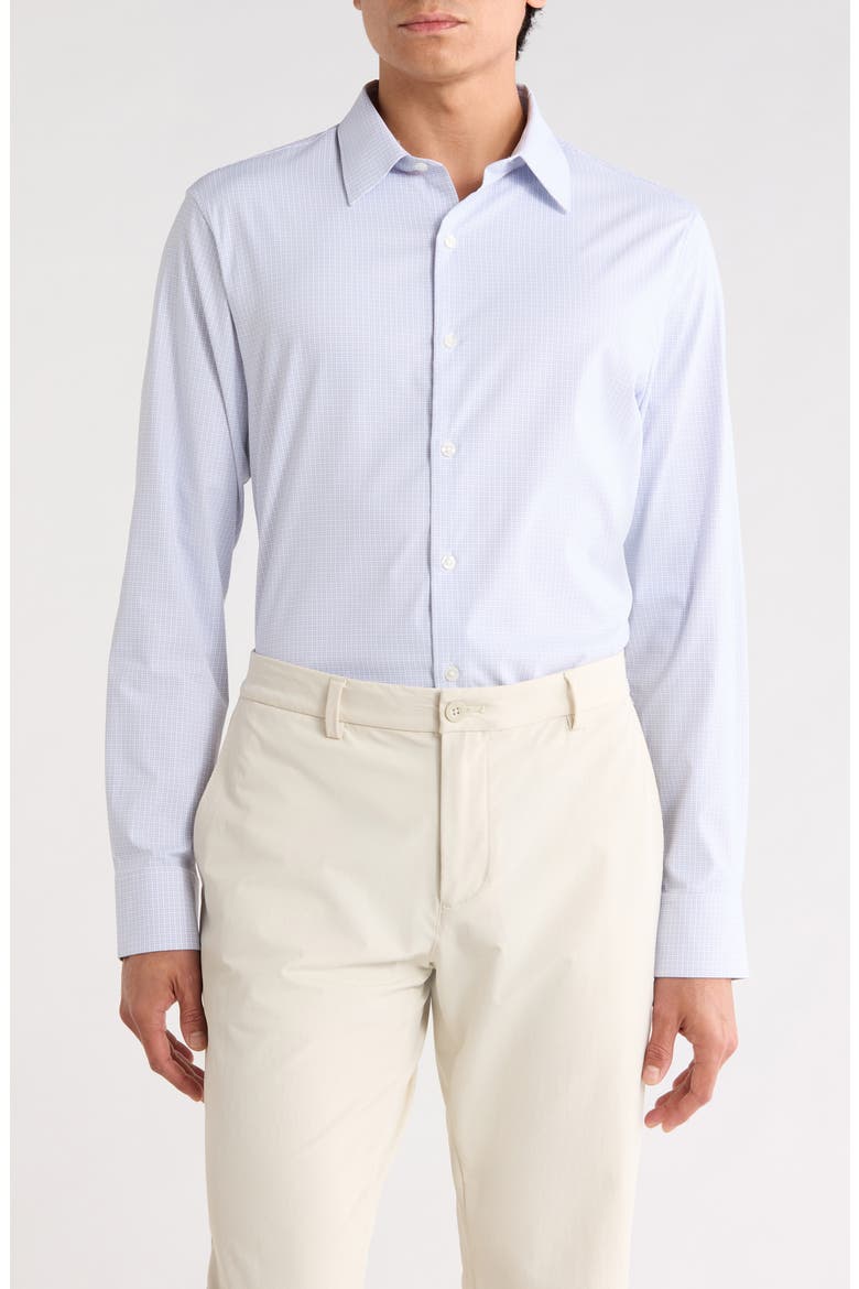 Tech Button Up Shirt, Main, color, BLUE PURPLE CHECK