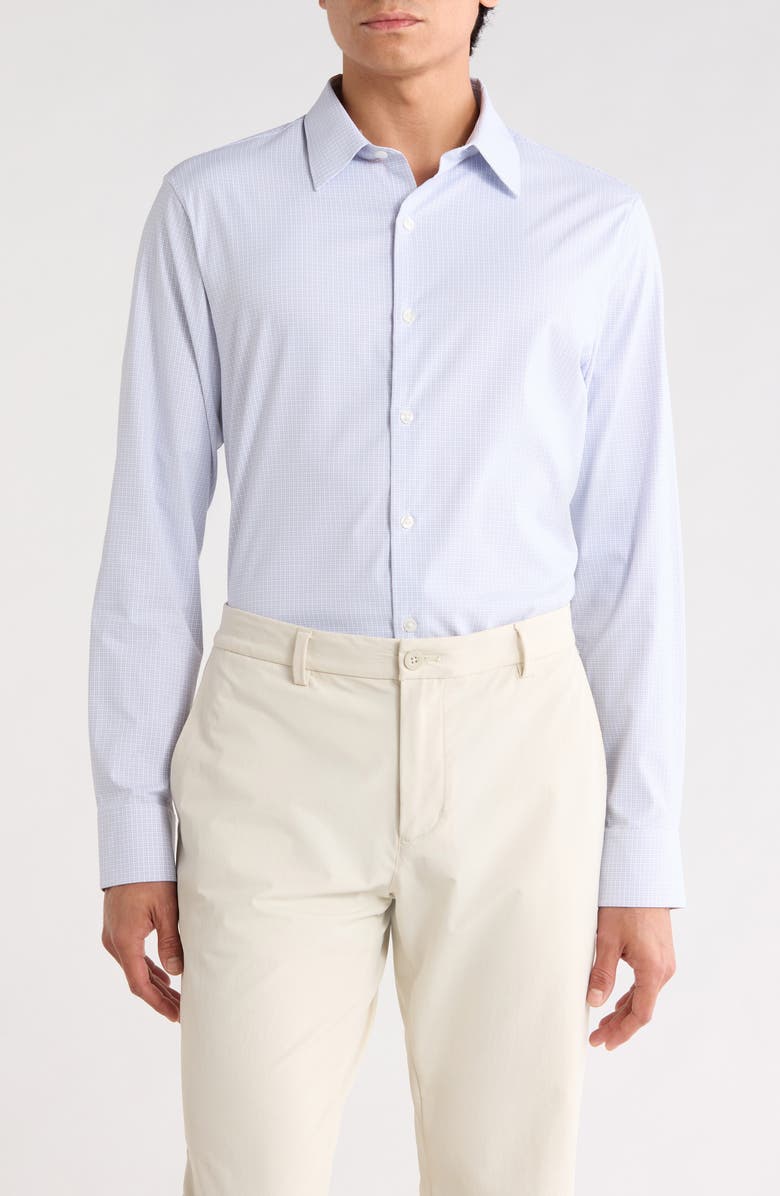 Bonobos Tech Button Up Shirt, Main, color, Blue Purple Check