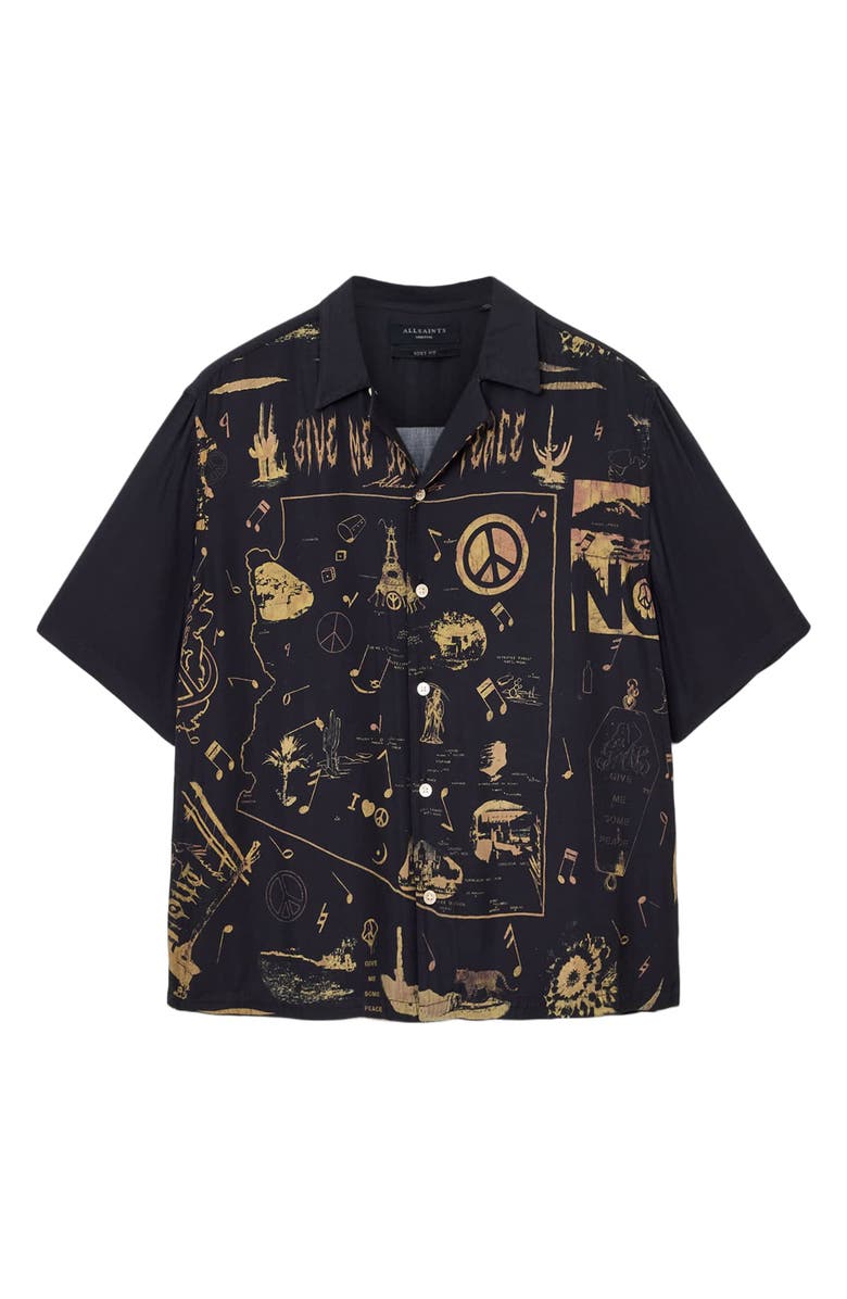 AllSaints Pacify Short Sleeve Button-Up Shirt, Alternate, color, Rattan Brown