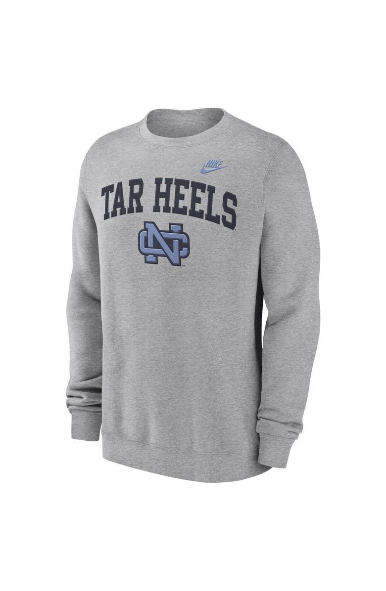 Nike Men's Nike Heather Gray North Carolina Tar Heels Legacy Classic Tackle Twill Embroidered Arch Over Logo Pullover Sweatshirt, Alternate, color,