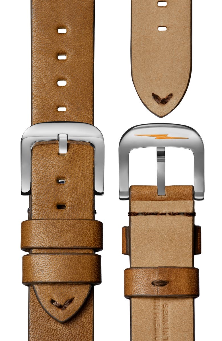 Shinola The Mechanic Leather Strap Watch, Alternate, color, Blue