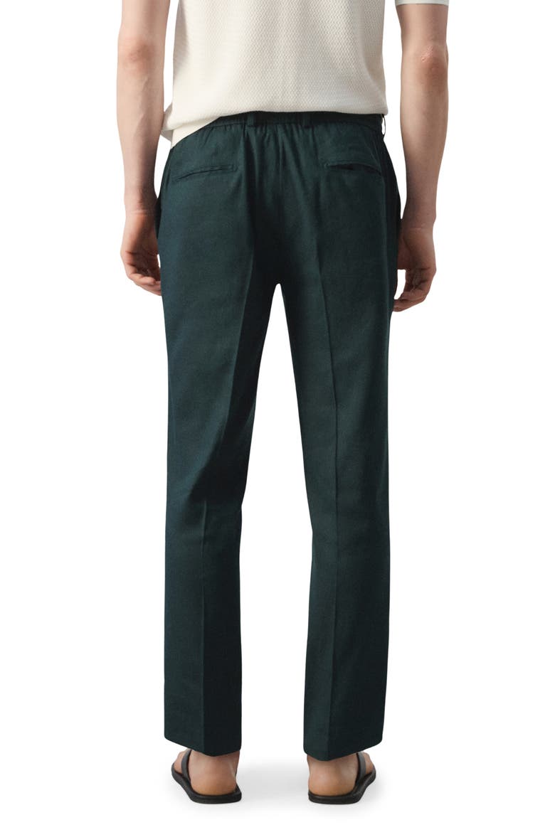 Slim Fit Drawstring Linen Blend Pants, Alternate, color, DARK GREEN