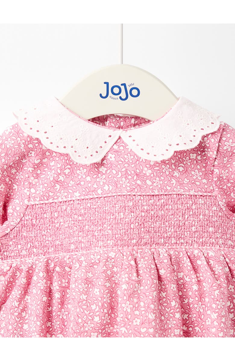 JOJO MAMAN BEBE Floral Peter Pan Collar Smocked Dress, Alternate, color, Pink