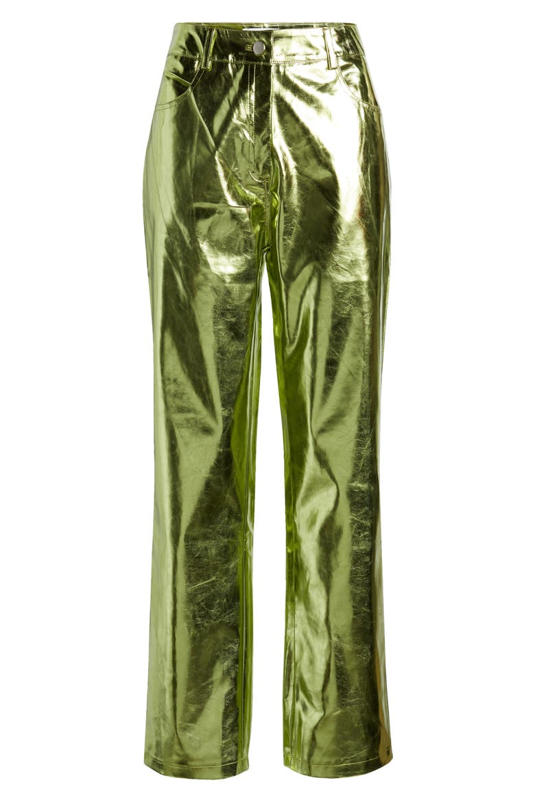Shiny Straight Leg Pants, Alternate, color, LIME