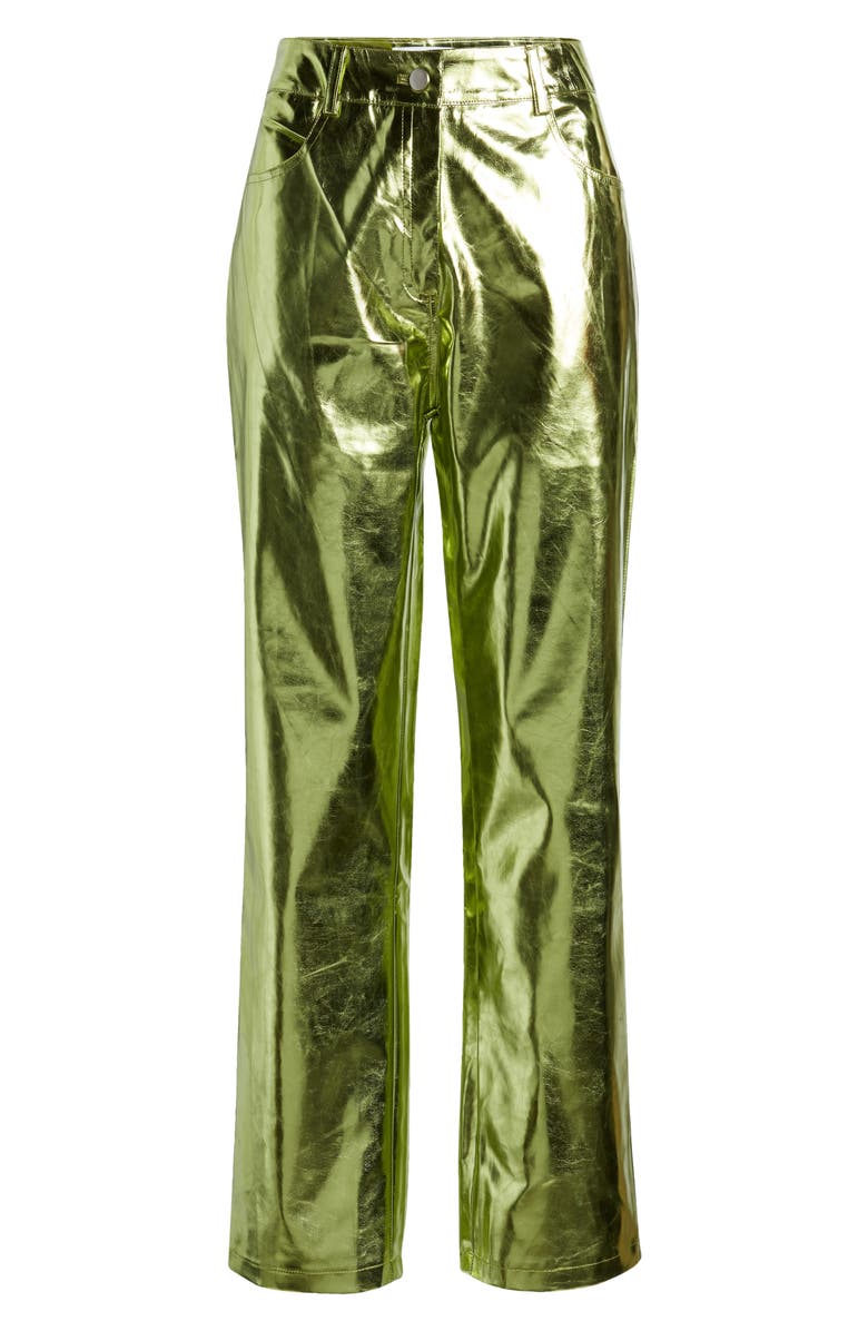 Amy Lynn Shiny Straight Leg Pants, Alternate, color, Lime
