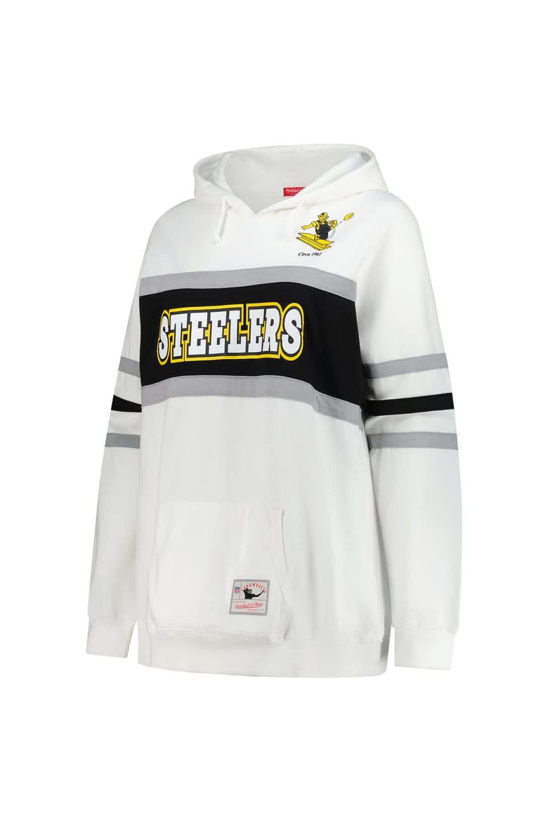 Women's Mitchell & Ness White Pittsburgh Steelers Plus Size Head Coach Throwback Pullover Hoodie, Alternate, color, White