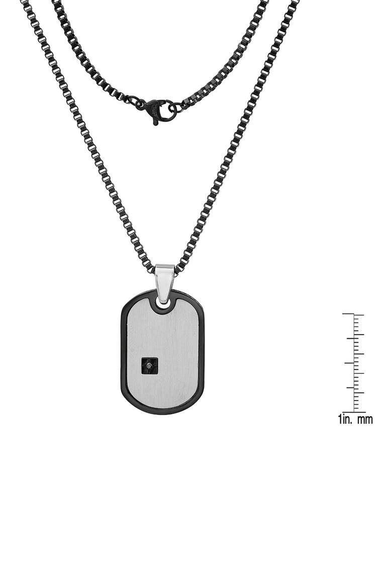 Men's Crystal Dog Tag Necklace, Alternate, color, SILVER/ BLACK