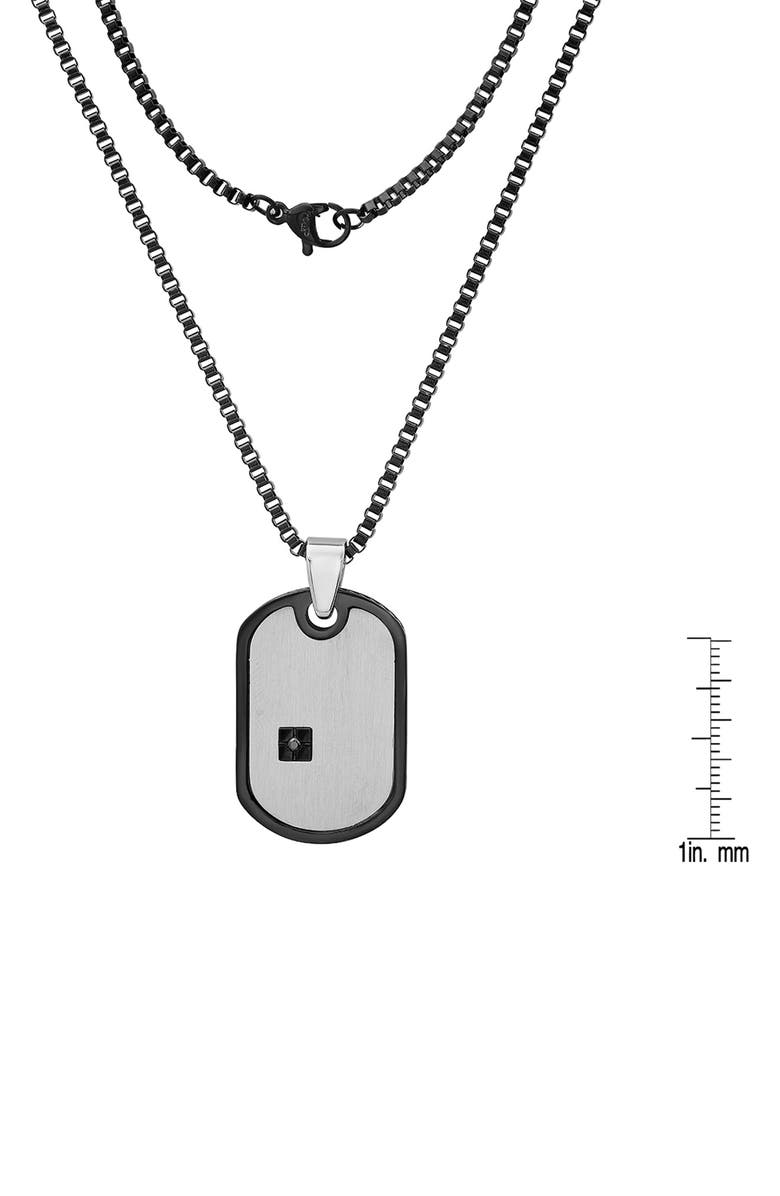 HMY JEWELRY Men's Crystal Dog Tag Necklace, Alternate, color, Silver/ Black