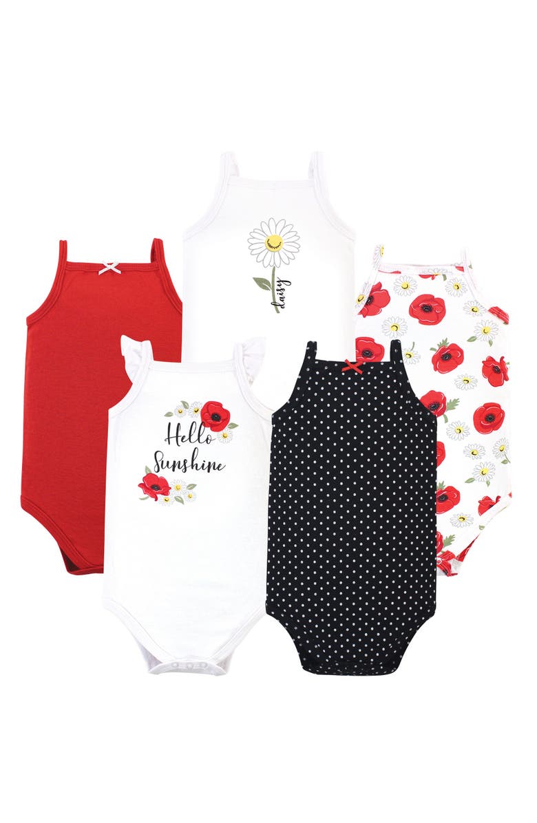 Hudson Baby Soft Cotton Sleeveless Infant Bodysuits, Main, color, Poppy Daisy