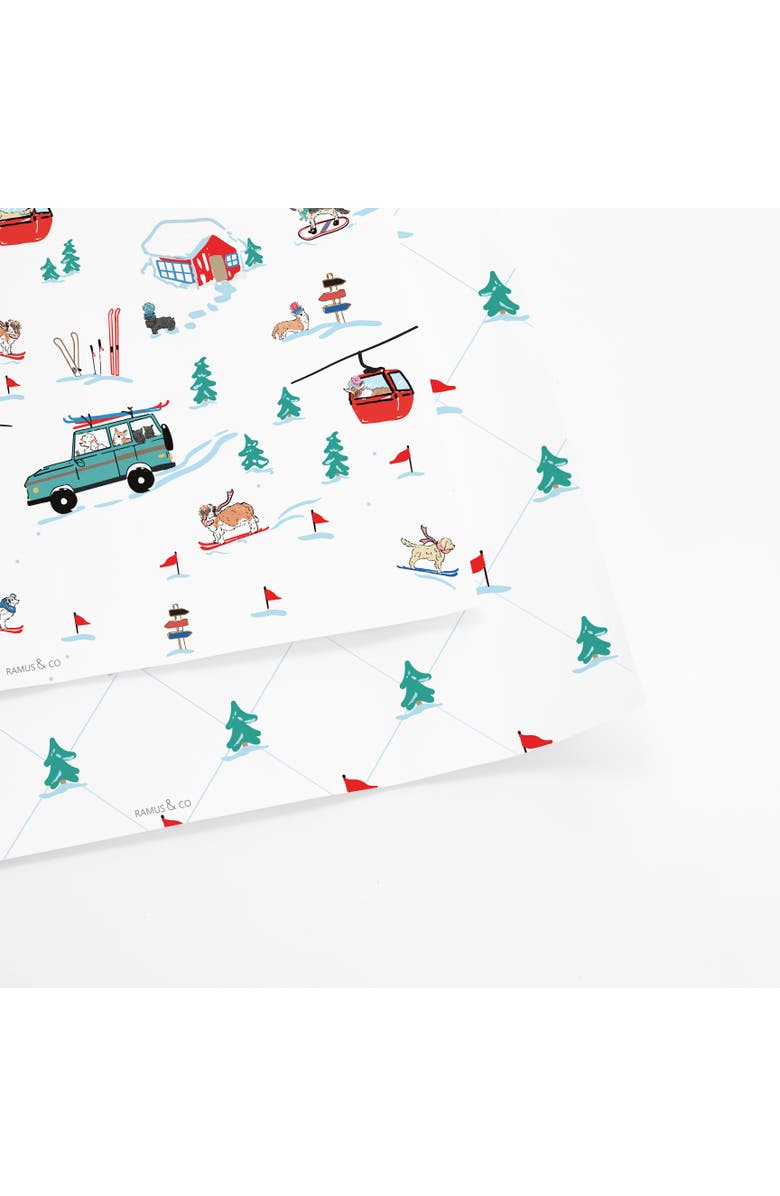 Ramus & Co Two-Sided "Ski Dogs" Heavyweight Christmas/Holiday Gift Wrap, Main, color, Multicolored