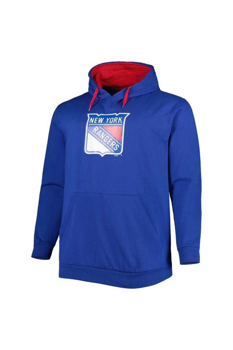 Men's Blue New York Rangers Big & Tall Fleece Pullover Hoodie, Alternate, color, Blue
