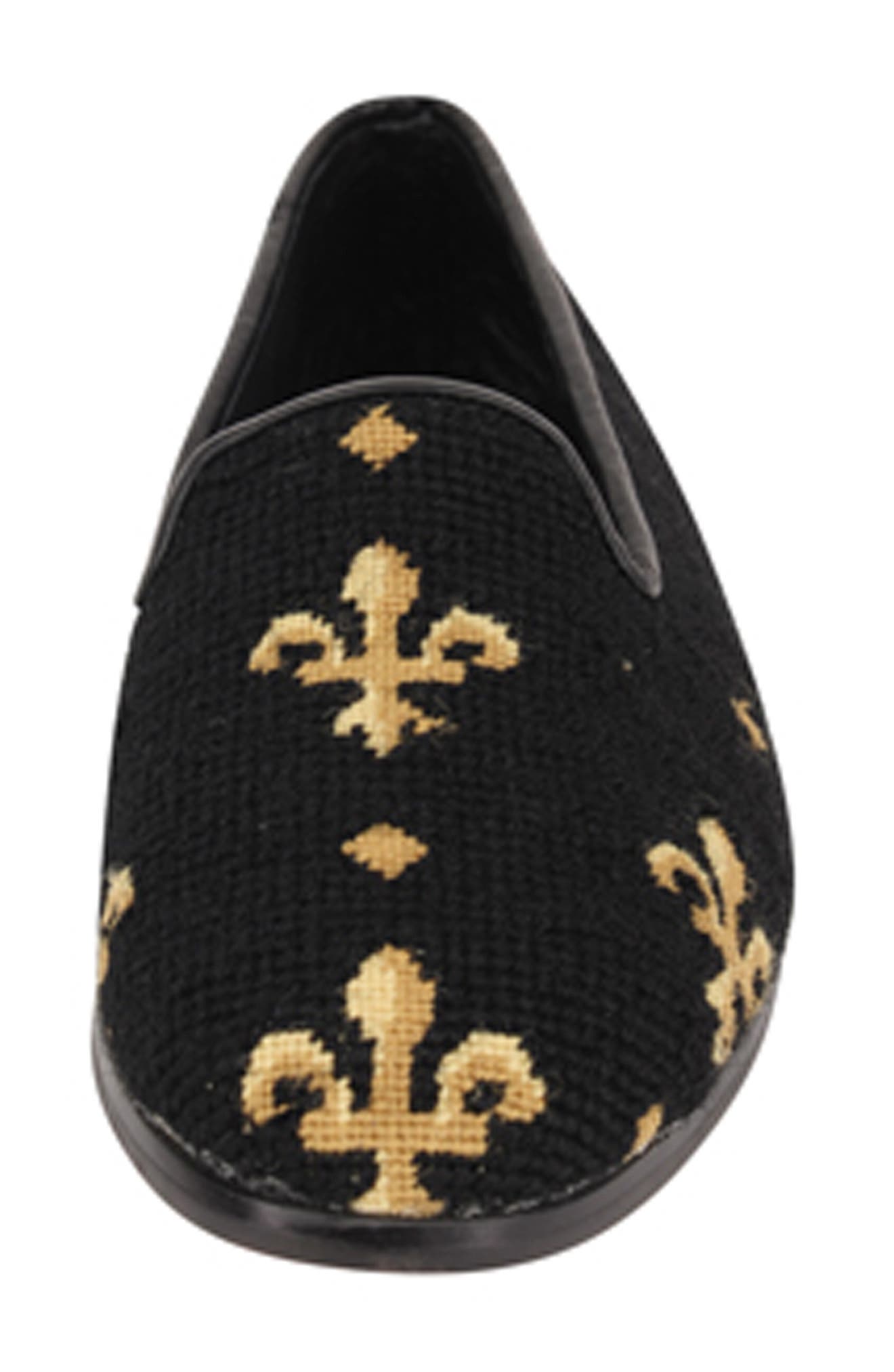 ByPaige Needlepoint Fleur de Lis Flat, Alternate, color, Fleur De Lis - Black