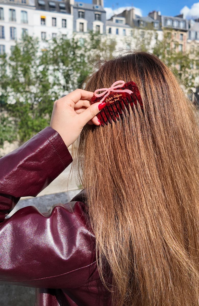 Solar Eclipse Hand Painted Bow Claw Clip & Comb Set, Alternate, color, Pink