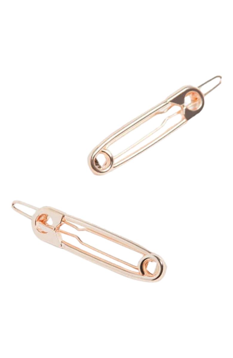 NUME Safety Pin Hair Clip, Main, color, Rose Gold