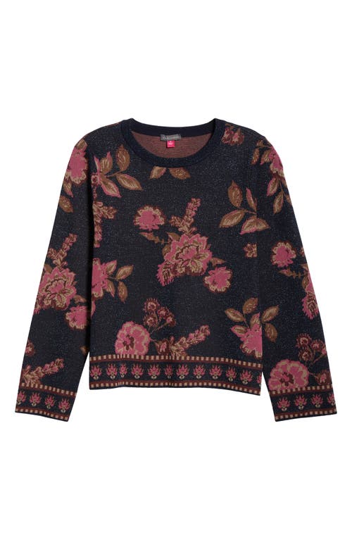 Vince Camuto Floral Crewneck Sweater In Blue