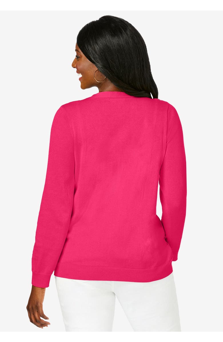 Jessica London Crochet Button-front Cardigan, Alternate, color, Aqua Sea