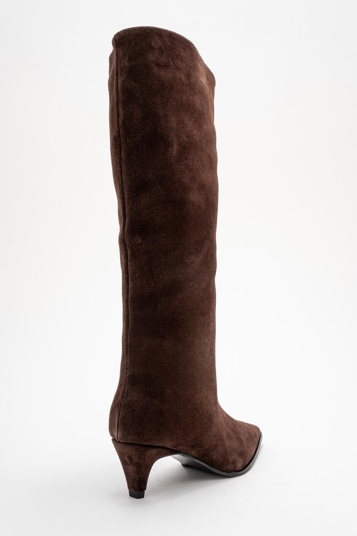 Forever & Always Shoes Siora Leather Knee High Boot, Alternate, color, Brown Suede Leather