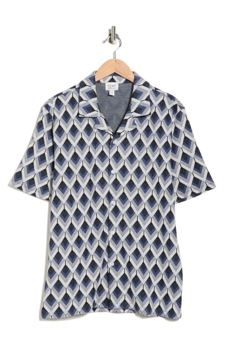 JASON WU Jacquard Camp Shirt, Alternate, color, Blue Combo