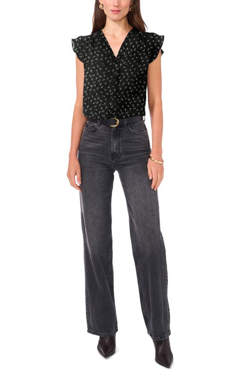 Chaus Flutter Sleeve V-neck Blouse In Black