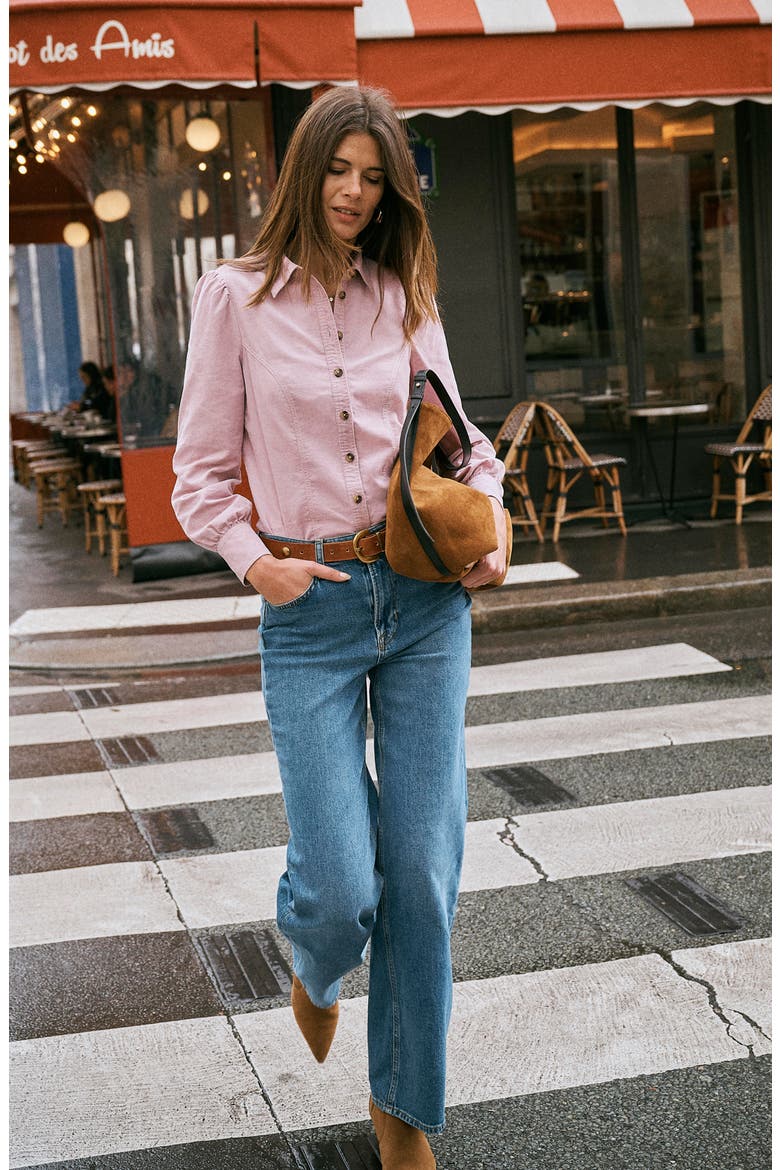 Sky Corduroy Puff Shoulder Shirt, Alternate, color, VIOLET ICE
