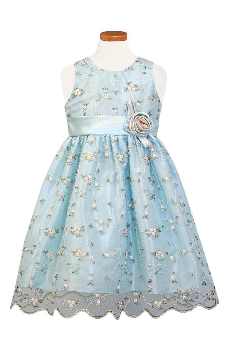 Sorbet Embroidered Floral Organza Party Dress, Main, color, 