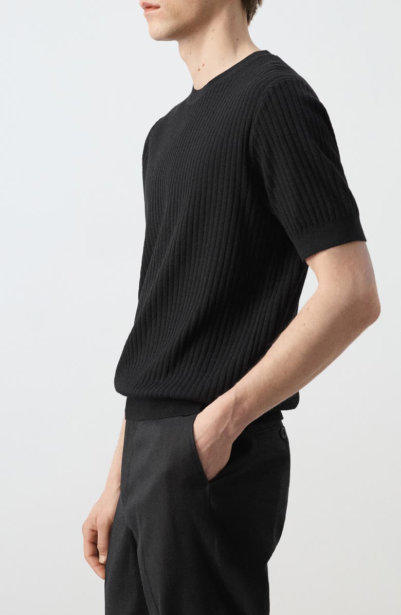 MANGO Short Sleeve Cotton & Modal Rib Top, Alternate, color,