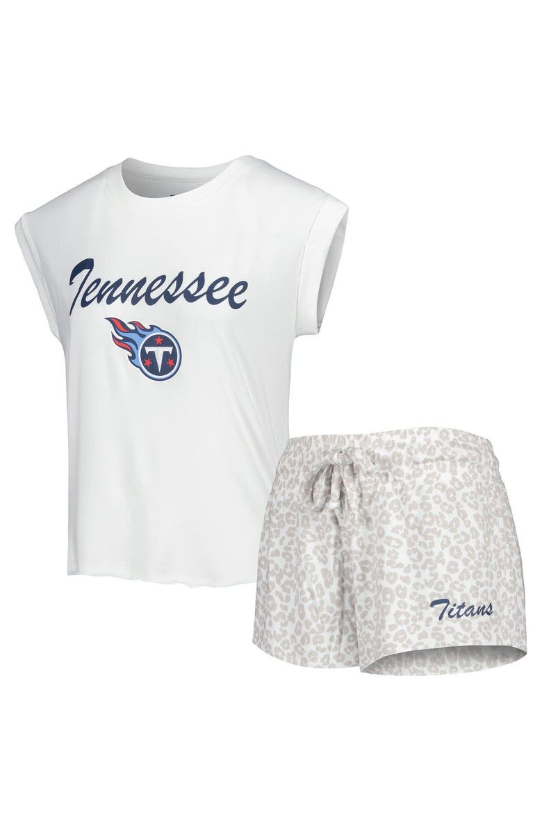 CONCEPTS SPORT Women's Concepts Sport White/Cream Tennessee Titans Montana Knit T-Shirt & Shorts Sleep Set, Main, color, White