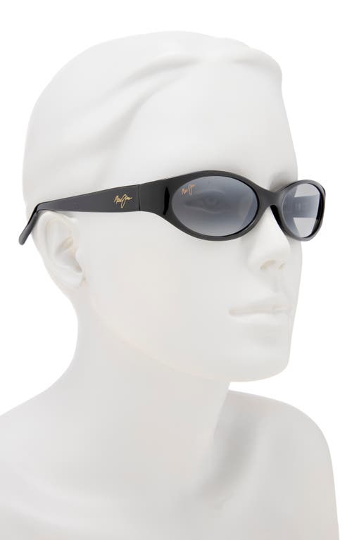 Maui Jim 57mm Polarized Oval Sunglasses In Black
