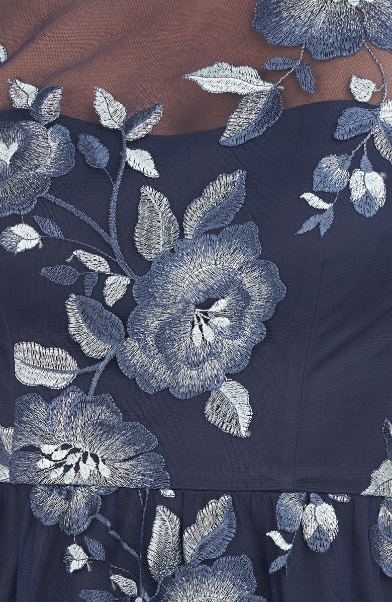 JS Collections Presley Floral Embroidered High-Low Gown, Alternate, color,