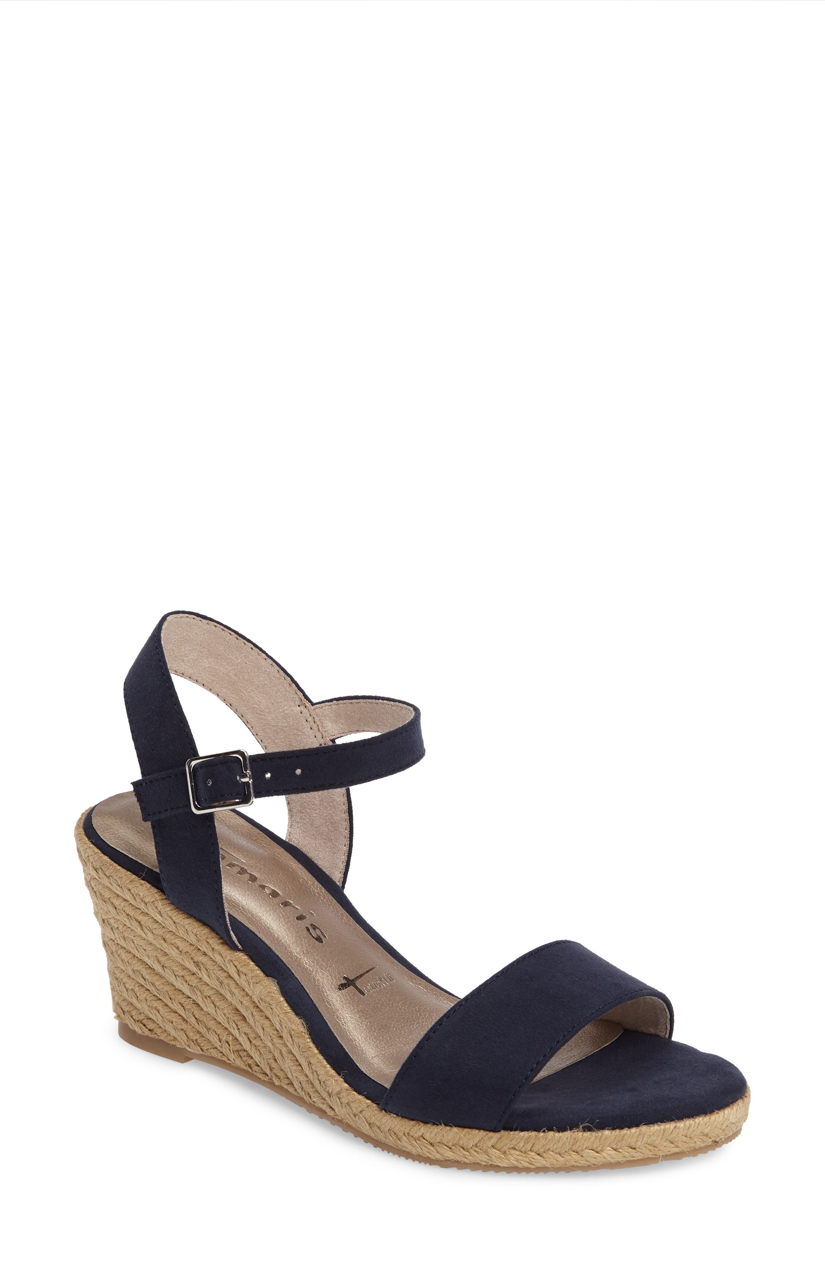 Livia Espadrille Wedge Sandal, Main, color, NAVY