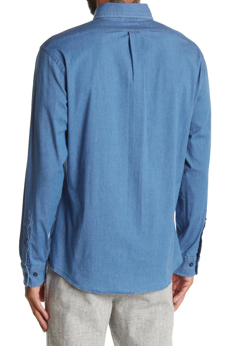 Regent Fit Denim Shirt, Alternate, color, LIGHT/ PASTEL BLUE