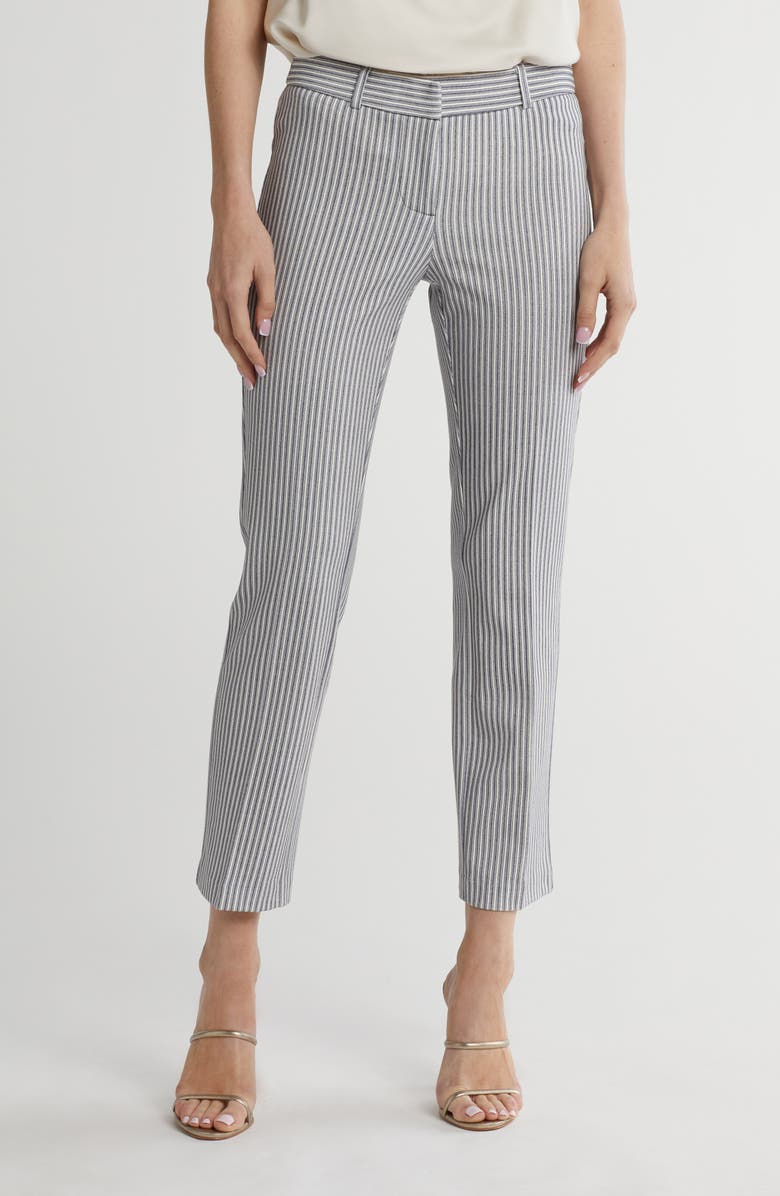 Amanda & Chelsea Chelsea Slim Straight Pants, Main, color, Blue/White