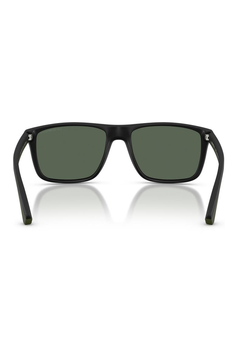 56mm Square Sunglasses, Alternate, color, MATTE BLACK / DARK GREEN