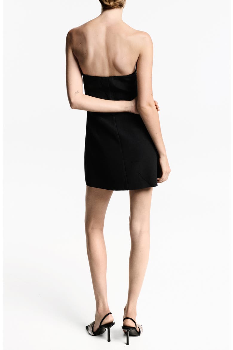 Feather Trim Convertible Strapless Minidress, Alternate, color, BLACK