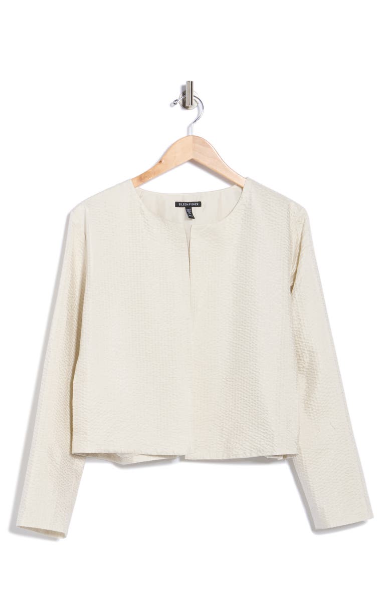 Eileen Fisher Silk Crop Jacket, Alternate, color, Bone