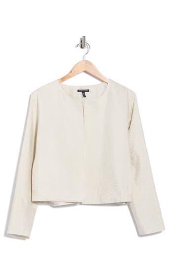 Eileen Fisher Silk Crop Jacket In Neutral