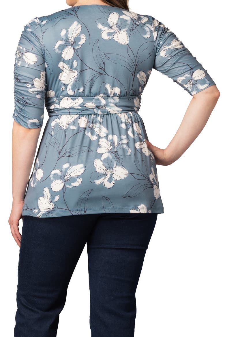 Solstice Ruched Sleeve Top, Alternate, color, GREY LILY PRINT