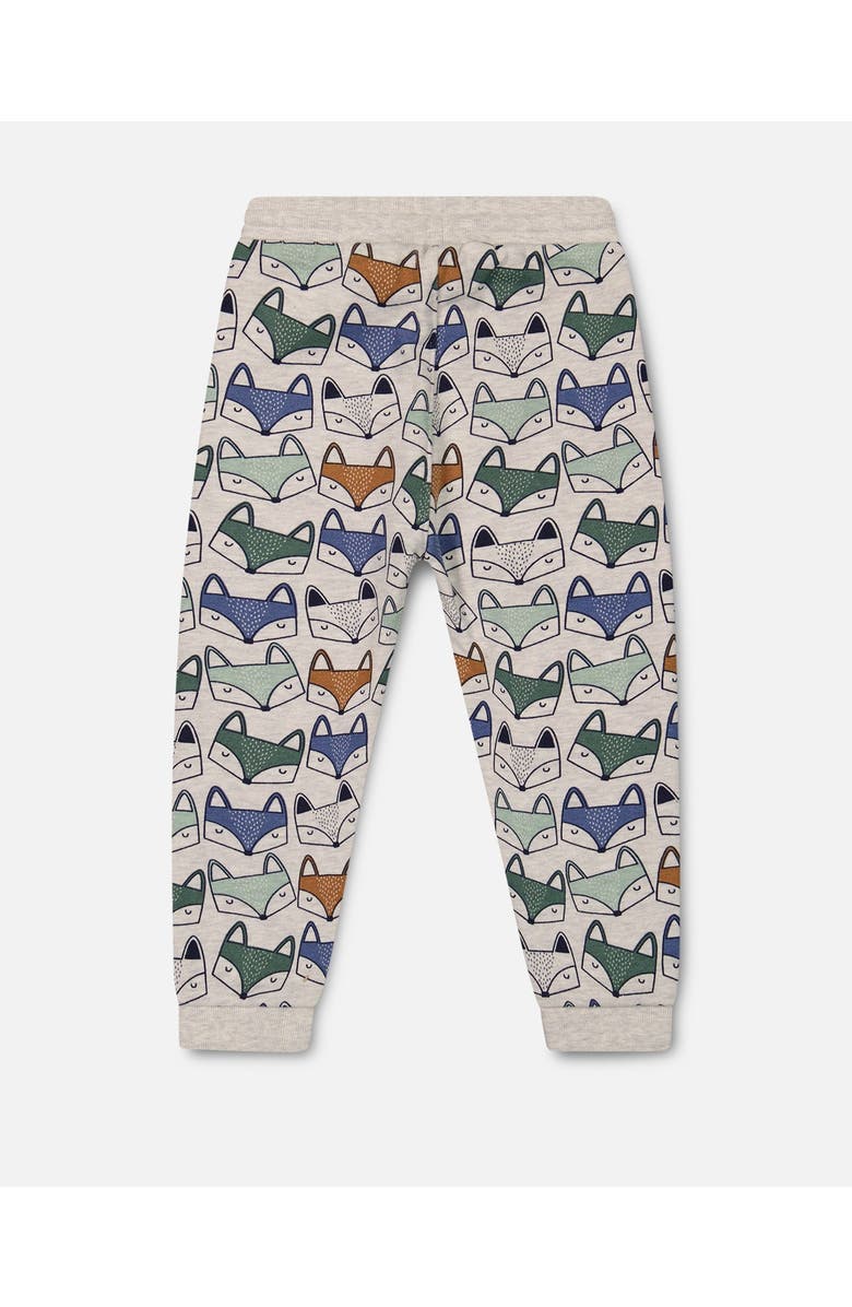 Deux par Deux Little Boy's Printed Fox Fleece Sweatpants Gray Mix, Alternate, color,