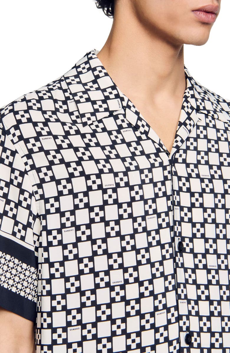 SANDRO Square Cross motif flowing blouse, Alternate, color, Black