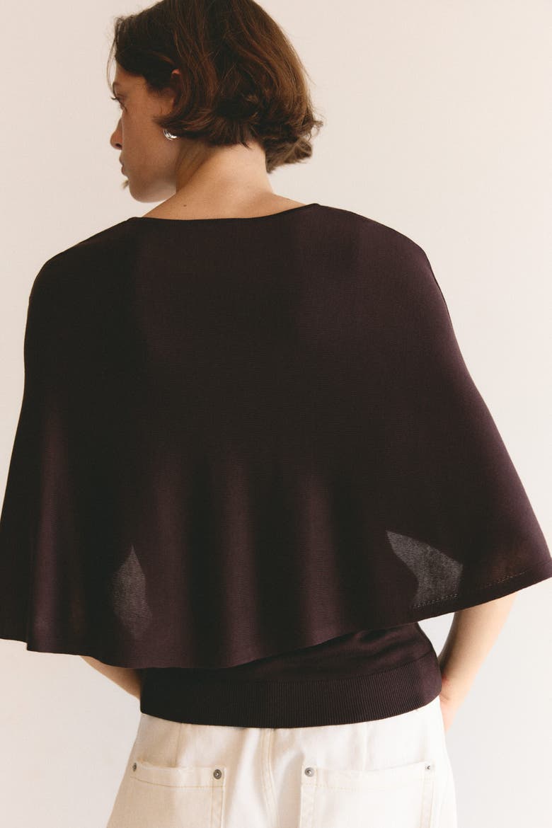 Fine-knit Cape Top, Alternate, color, Burgundy