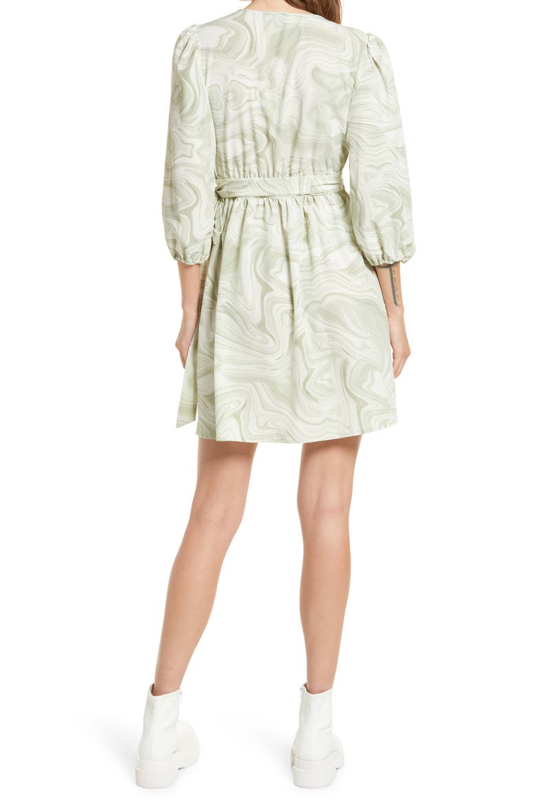 Juno Marbleized Wrap Front Dress, Alternate, color, SNOW WHITE AOP
