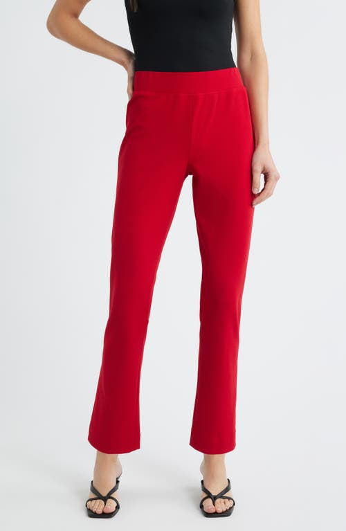 Ming Wang Deco Straight Leg Stretch Crepe Pants In Red