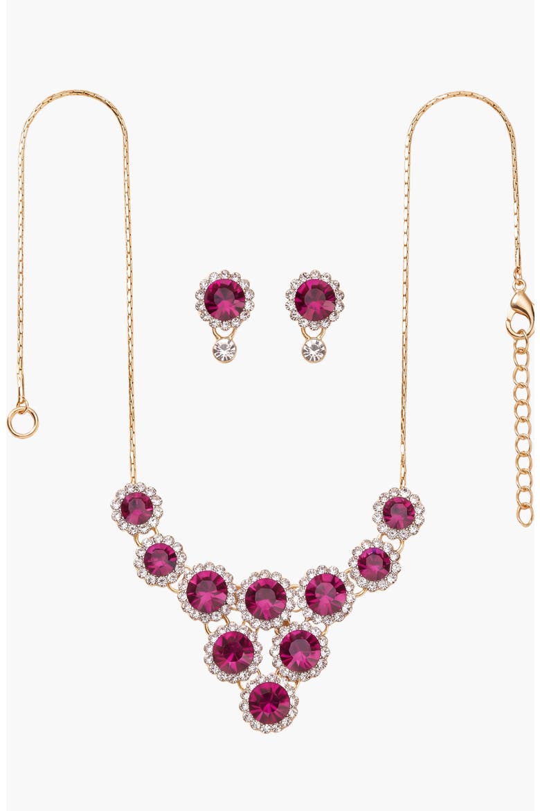 Elegant Necklace and Dangle Earrings Set, Main, color, Deep Pink