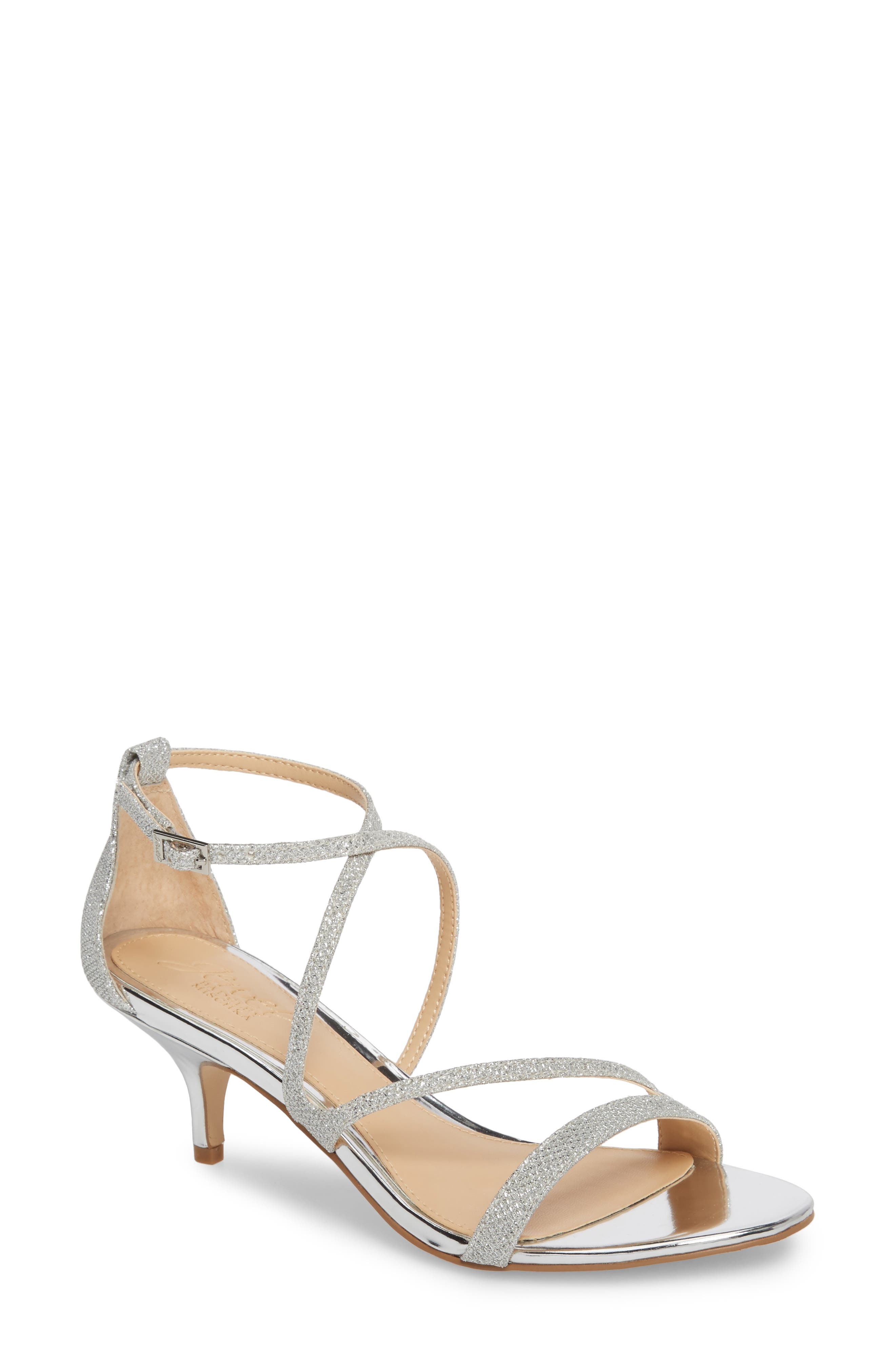Gal Glitter Kitten Heel Sandal, Main, color, SILVER GLITTER FABRIC