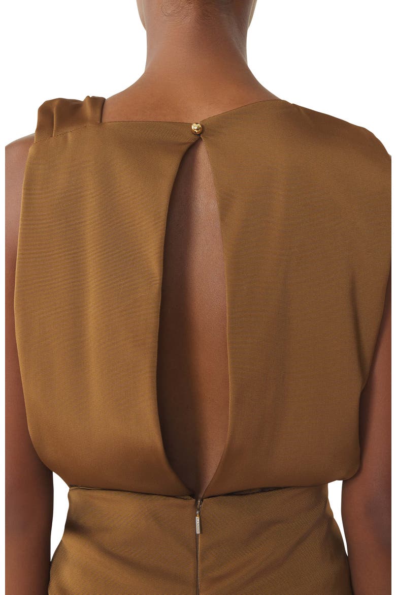 Brown Midi Dress In Viscose, Alternate, color, Golden Brown